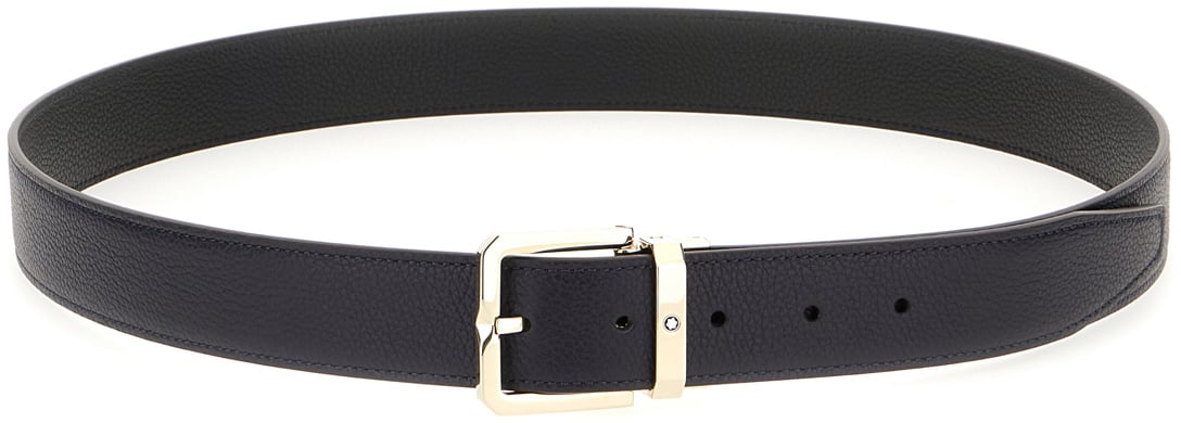 Montblanc Montblanc Black leather reversible belt Zwart