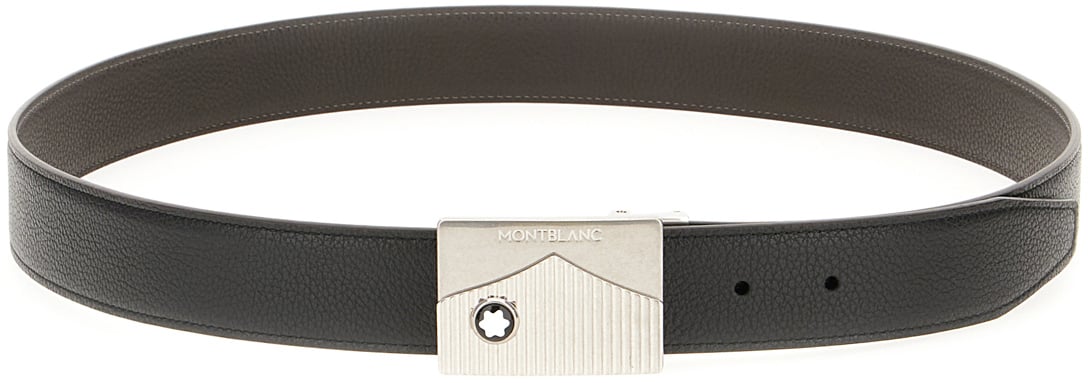 Montblanc Montblanc Black leather reversible belt Zwart