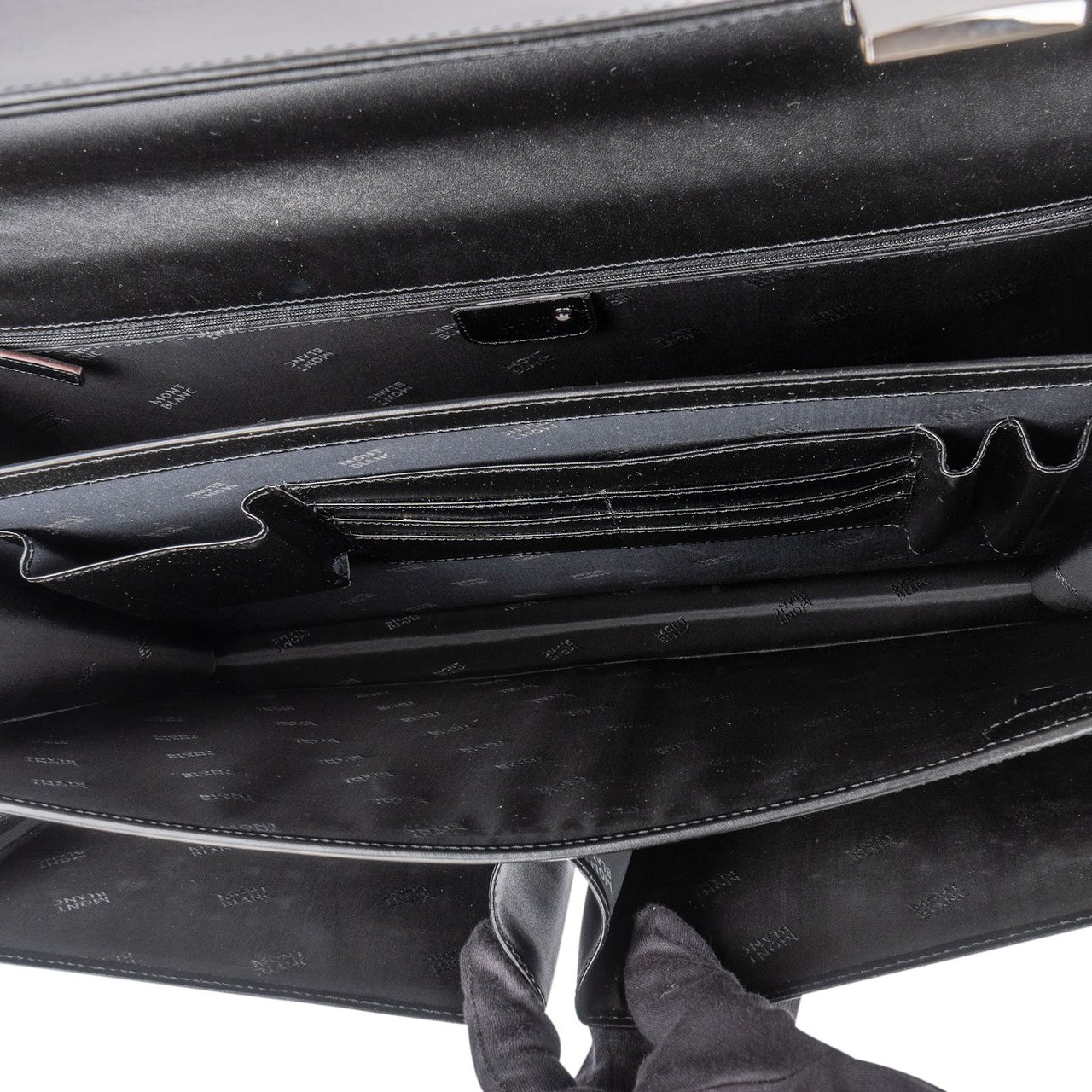 Montblanc Double Gusset Briefcase Crossbody Handbag Zwart