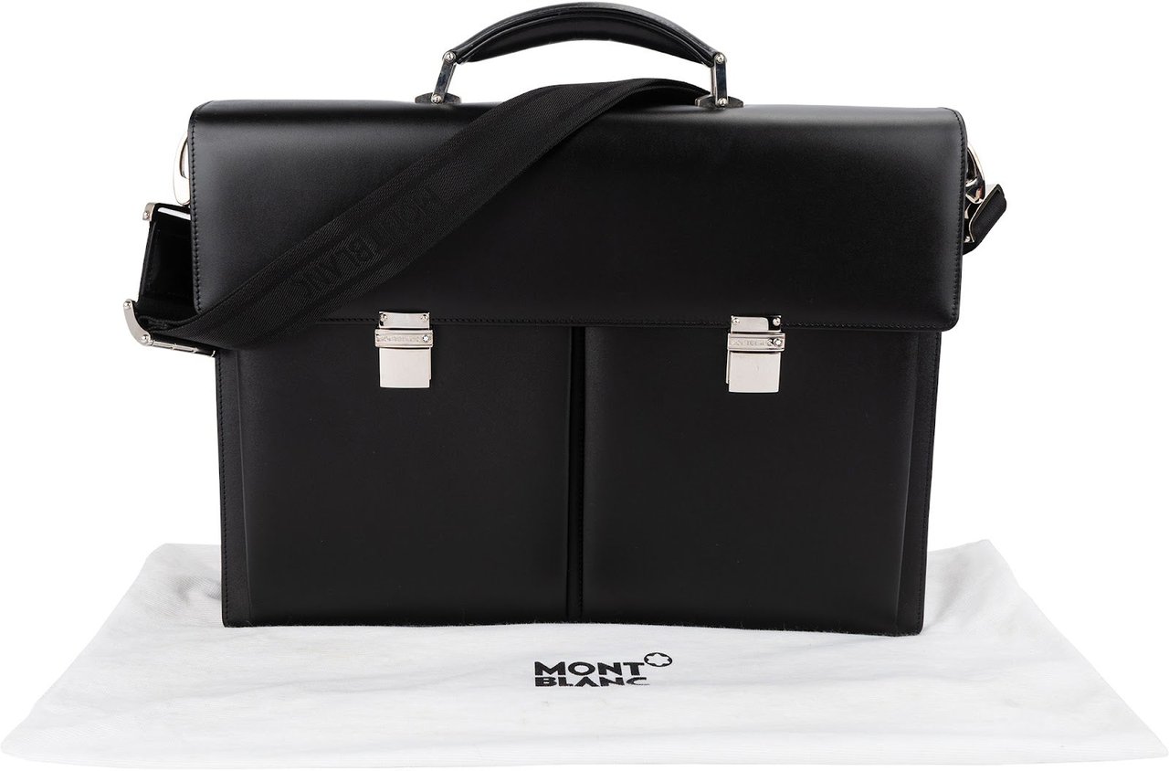Montblanc Double Gusset Briefcase Crossbody Handbag Zwart