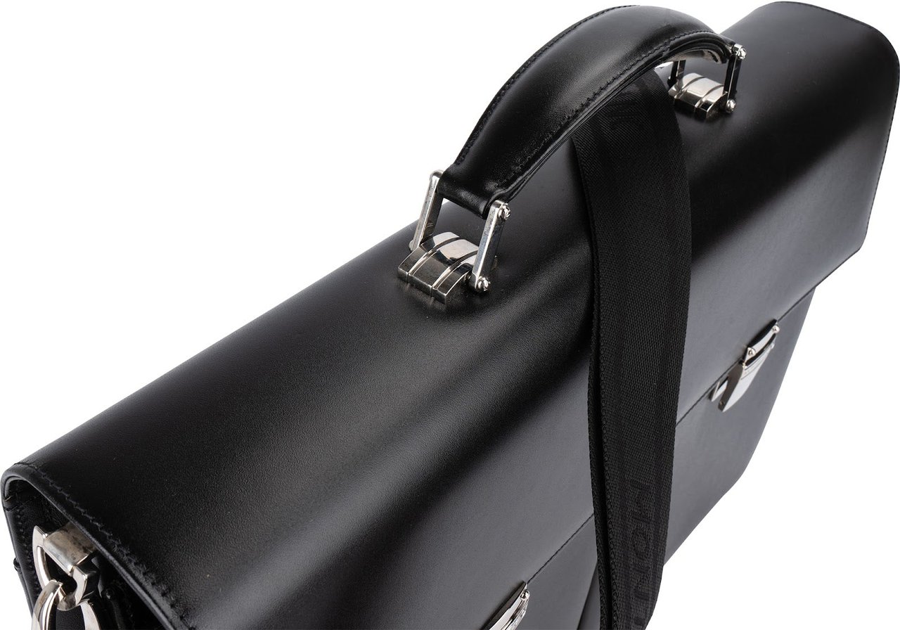 Montblanc Double Gusset Briefcase Crossbody Handbag Zwart