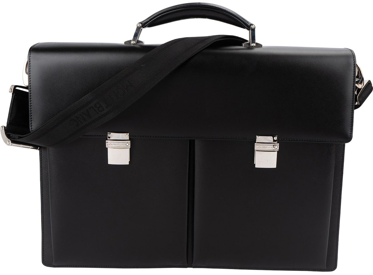 Montblanc Double Gusset Briefcase Crossbody Handbag Zwart