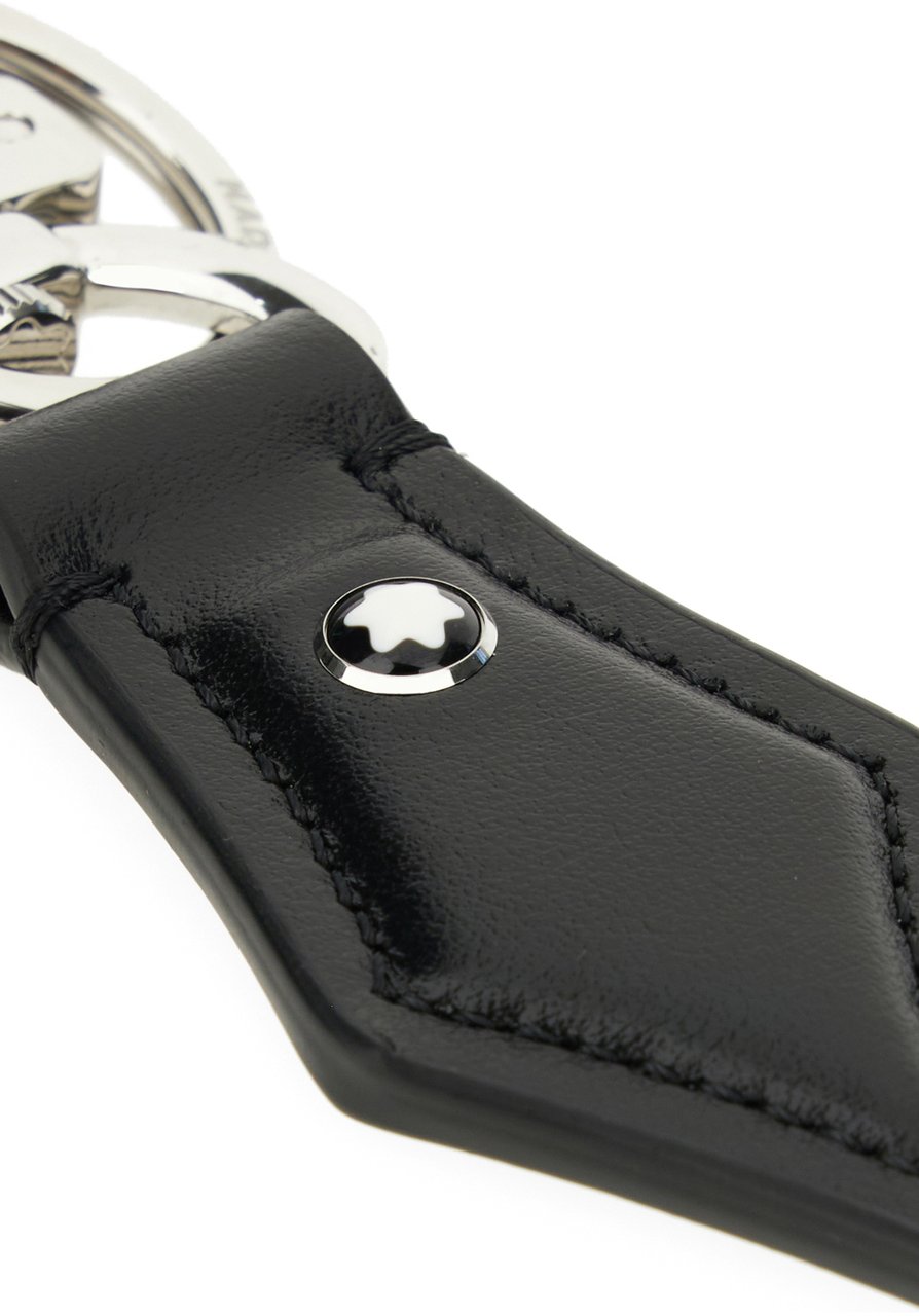 Montblanc Montblanc Black leather key ring Zwart