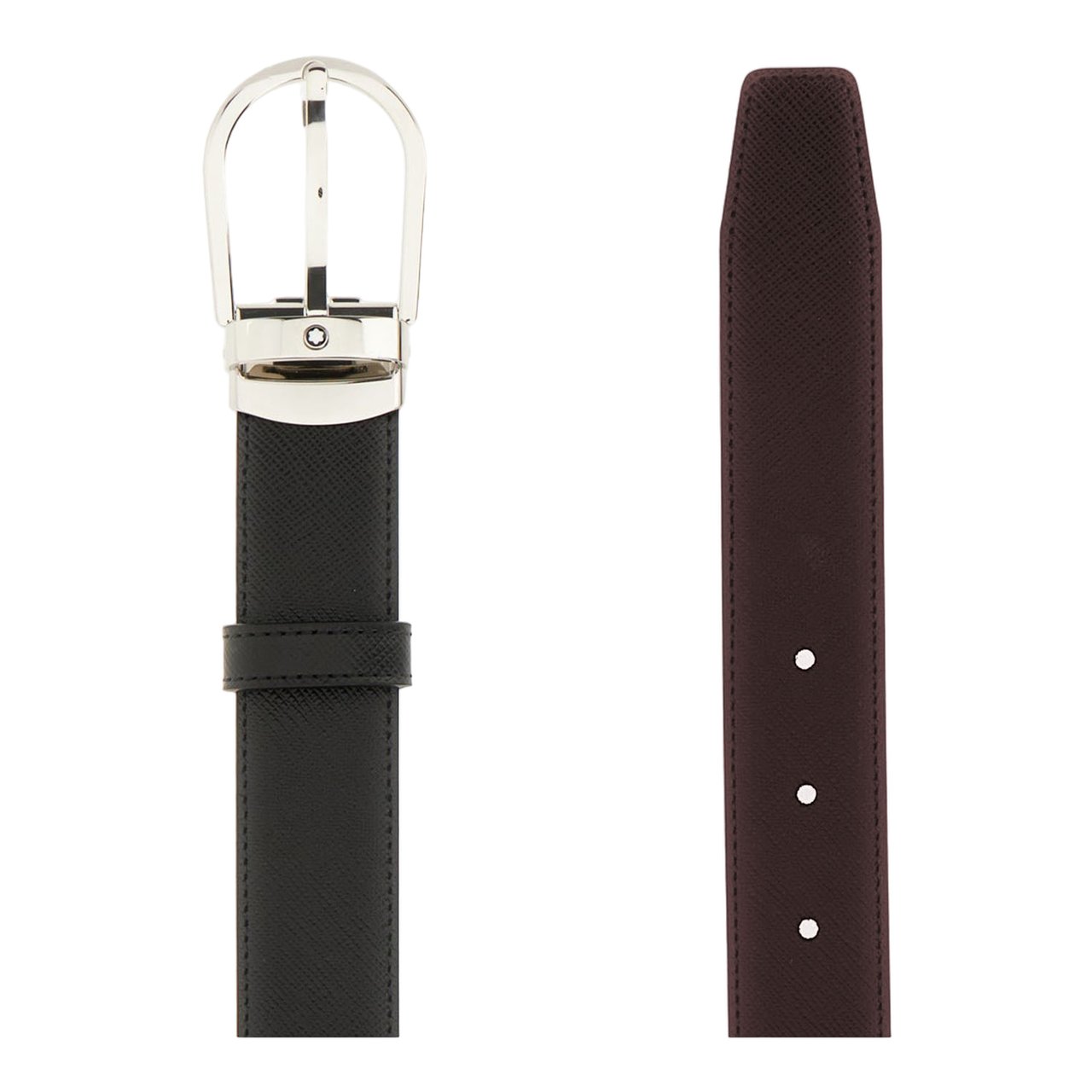 Montblanc Black/Brown Reversible Leather Belt Zwart