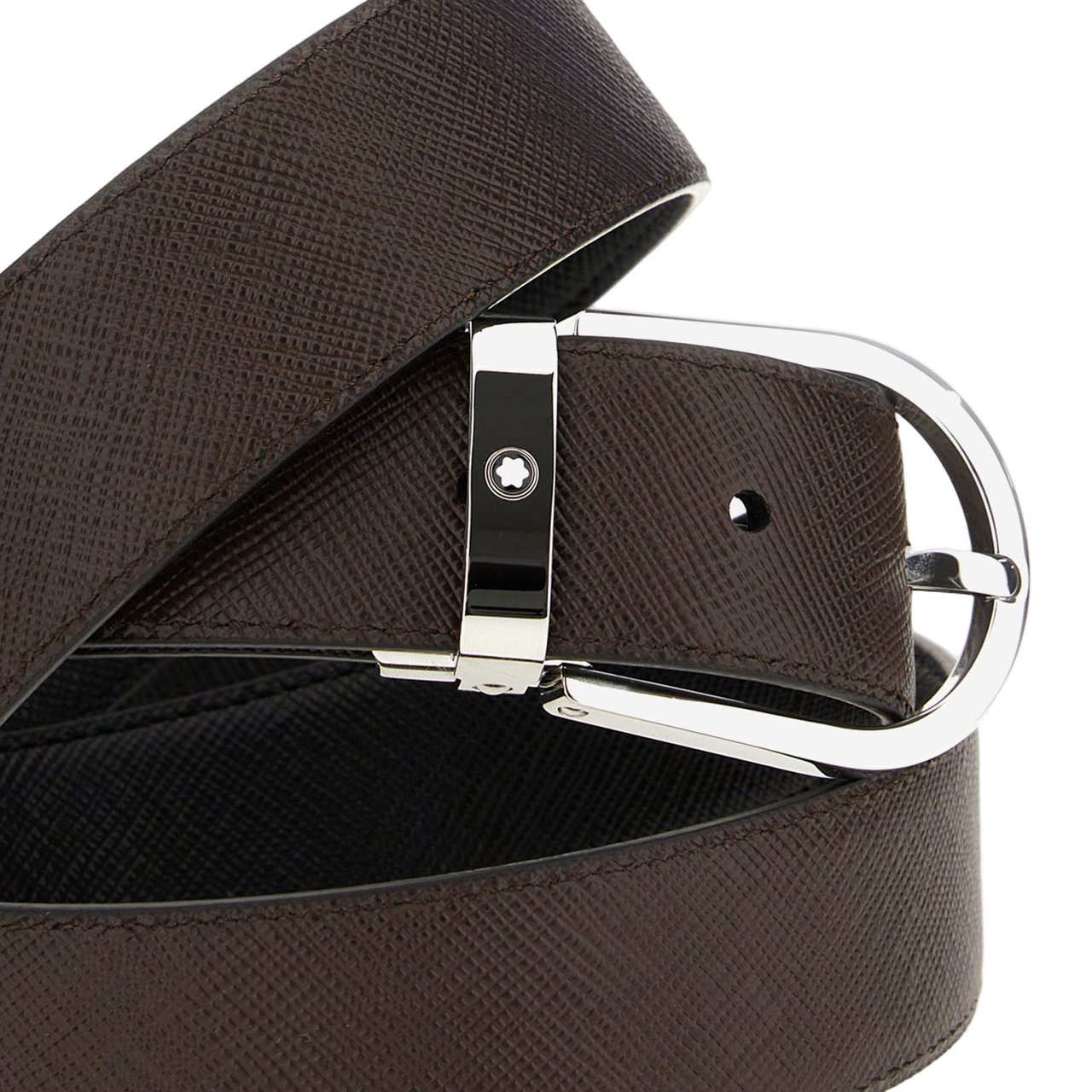 Montblanc Black/Brown Reversible Leather Belt Zwart