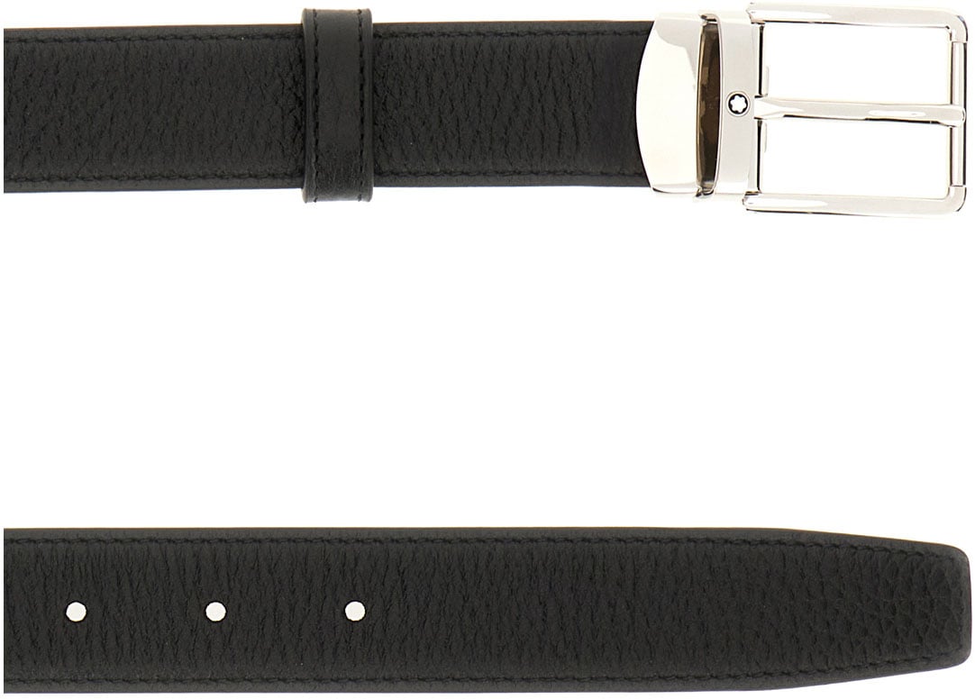Montblanc Montblanc Black leather reversible belt Zwart