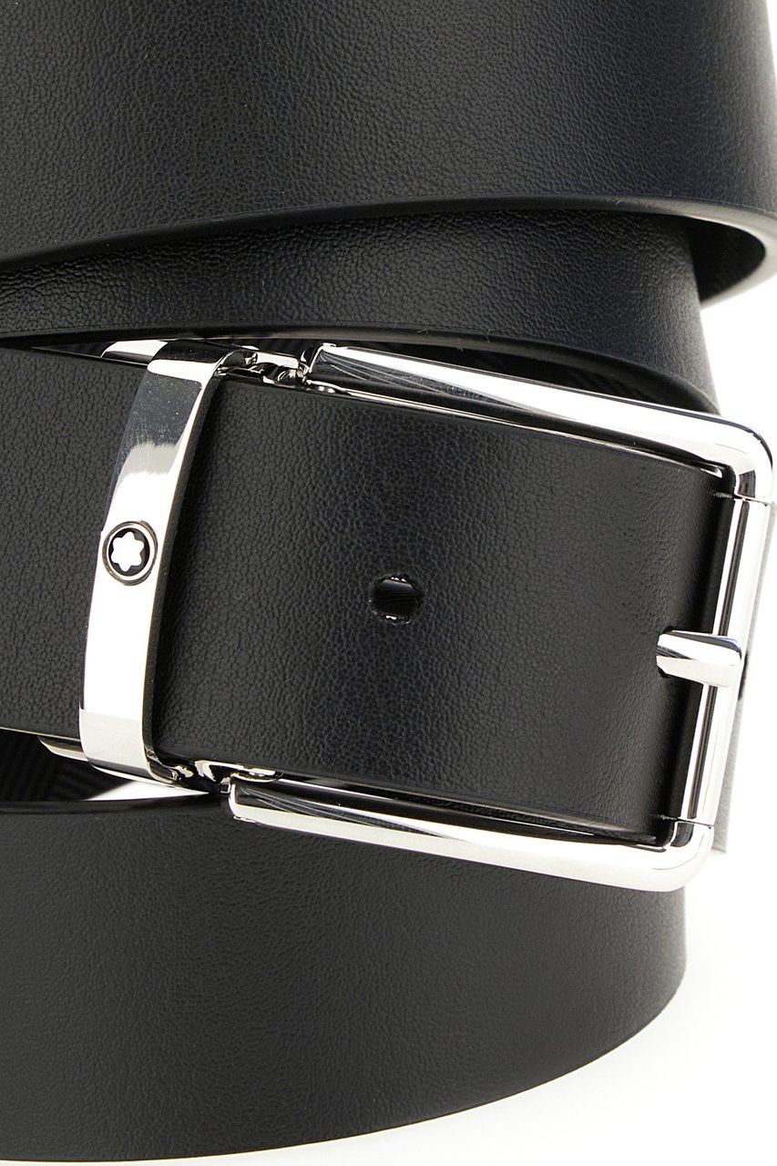 Montblanc Black leather reversible belt Zwart