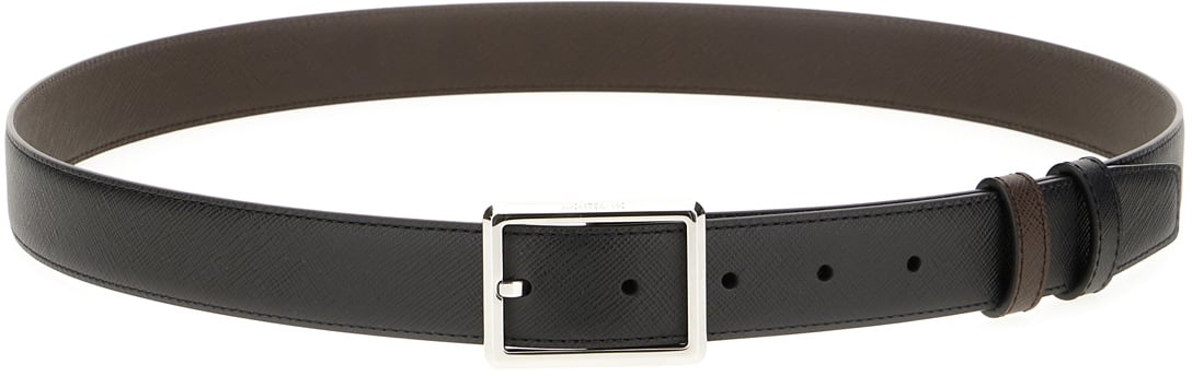 Montblanc Montblanc Black leather reversible belt Zwart