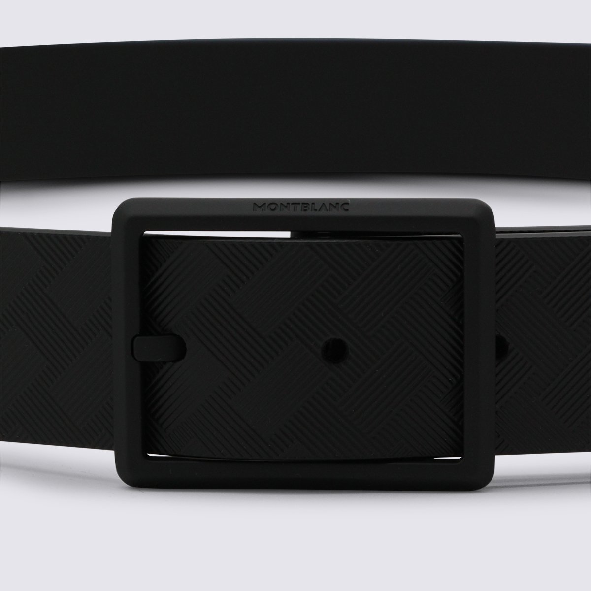 Montblanc Textured Black Belt with Matte Buckle Zwart