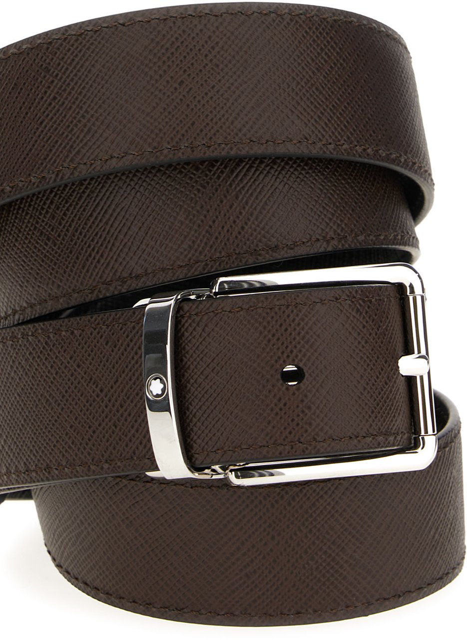 Montblanc Montblanc Black leather reversible belt Zwart