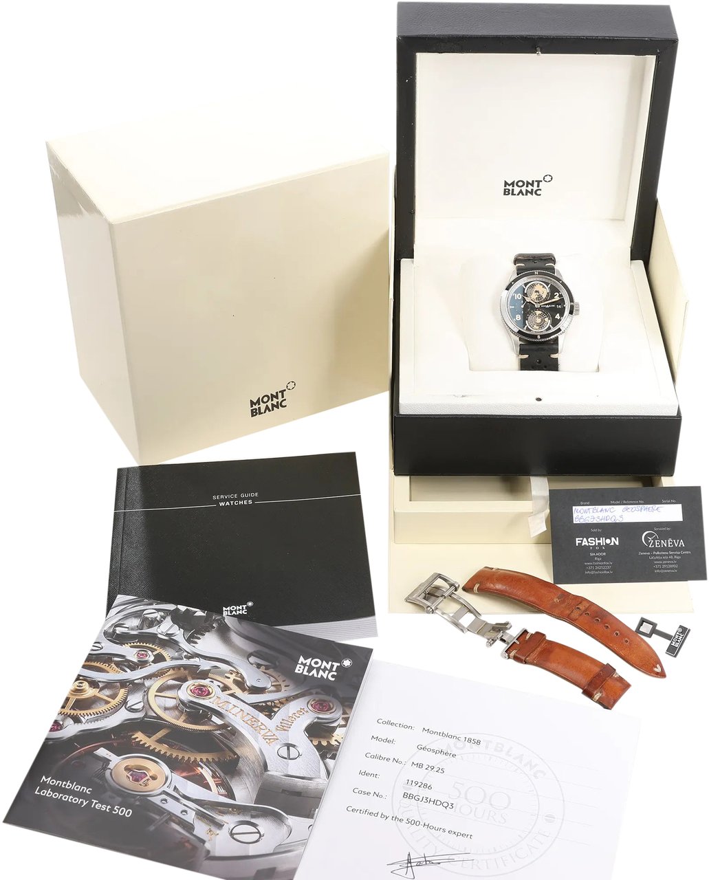 Montblanc Montblanc Geosphere 119286 BBGJ3HDQ3 SS x Leather AT Watch with Black Dial Zwart