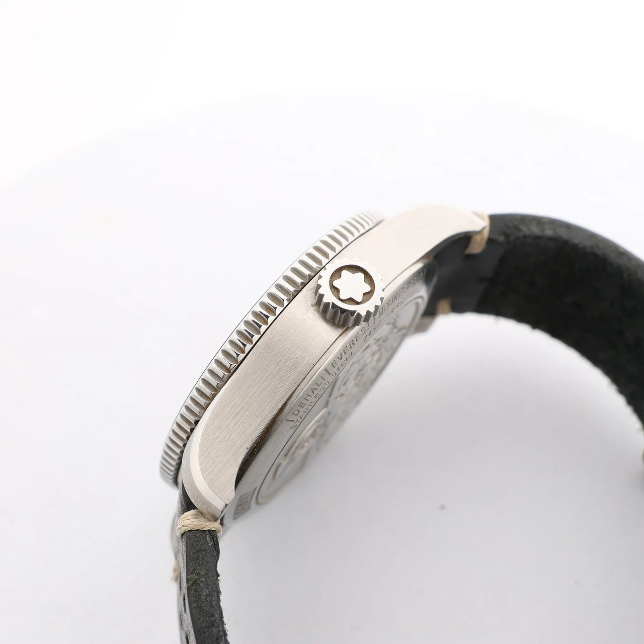 Montblanc Geosphere 119286 BBGJ3HDQ3 SS x Leather AT Watch with Black Dial Zwart