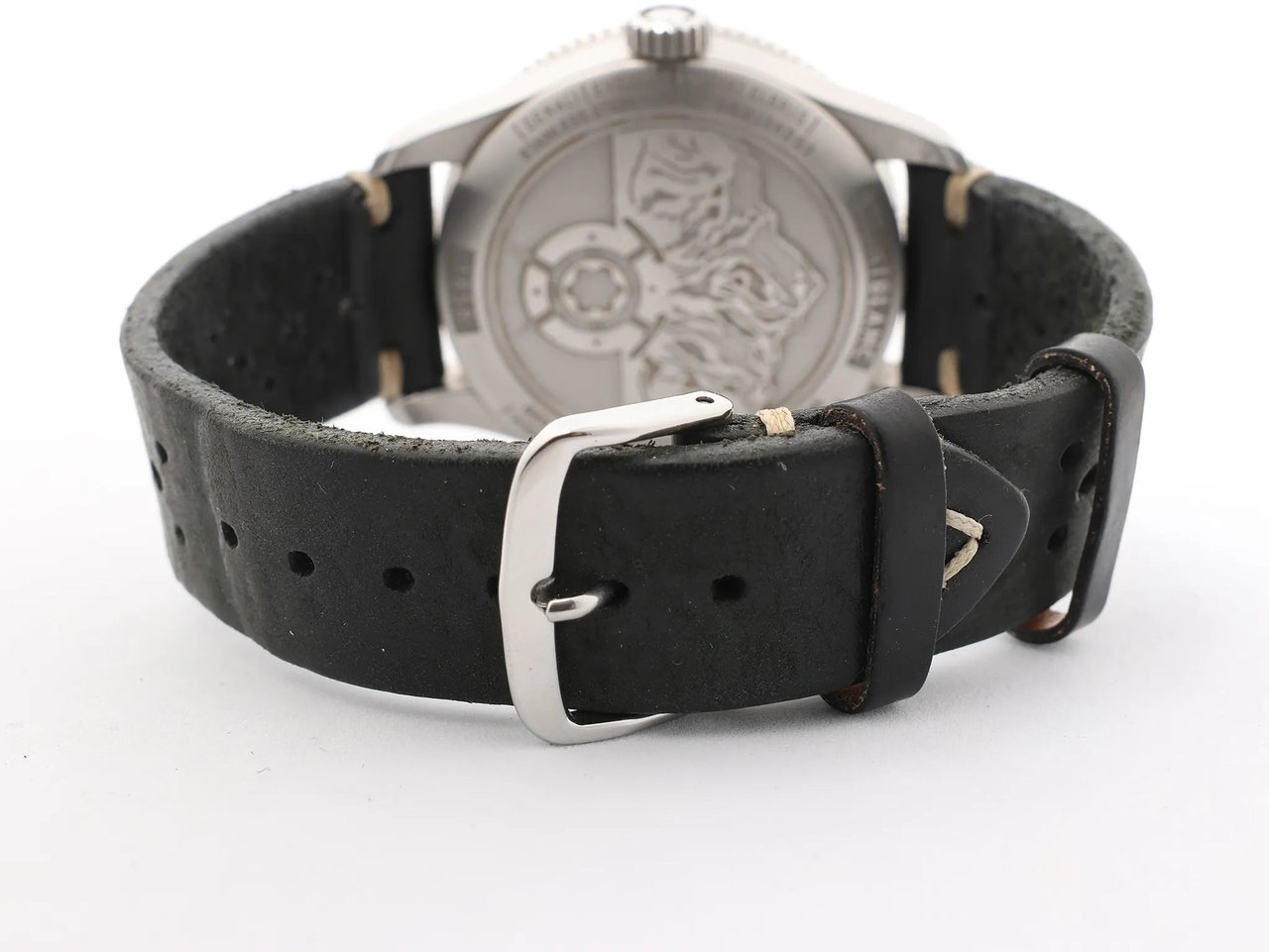 Montblanc Geosphere 119286 BBGJ3HDQ3 SS x Leather AT Watch with Black Dial Zwart