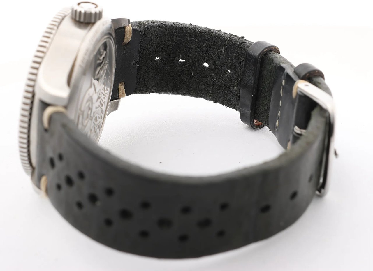 Montblanc Geosphere 119286 BBGJ3HDQ3 SS x Leather AT Watch with Black Dial Zwart