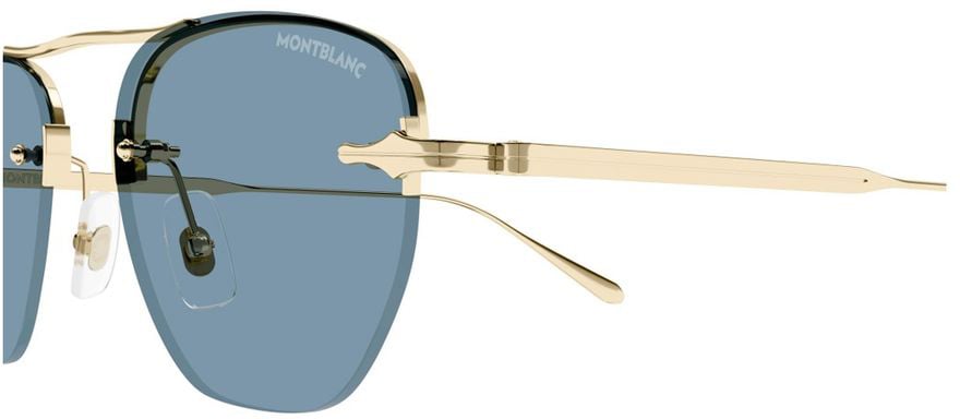 Montblanc Mb0404S Linea Nib Geometric Metal Frame Montblanc Sunglasses Blauw