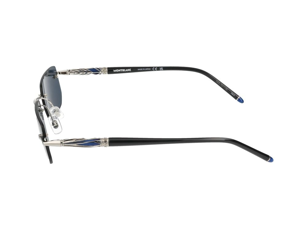 Montblanc Silver Rimless Rectangular Metal Sunglasses Grijs