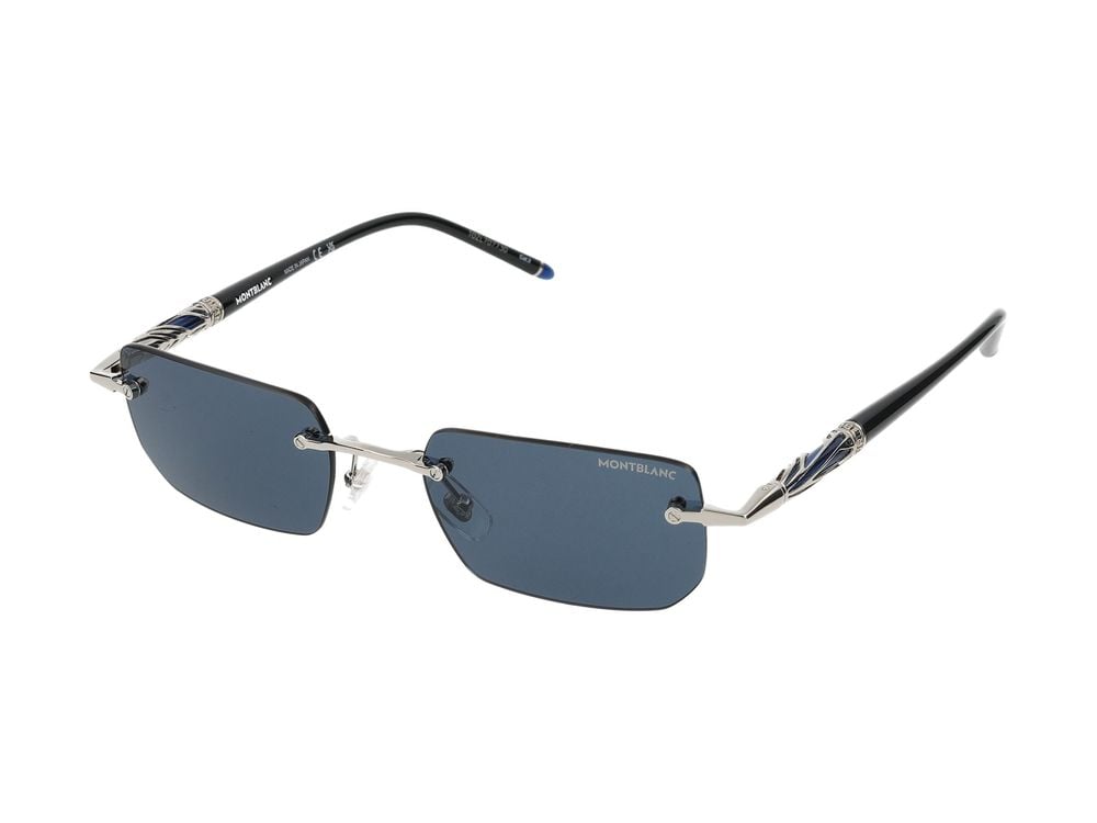 Montblanc Silver Rimless Rectangular Metal Sunglasses Grijs