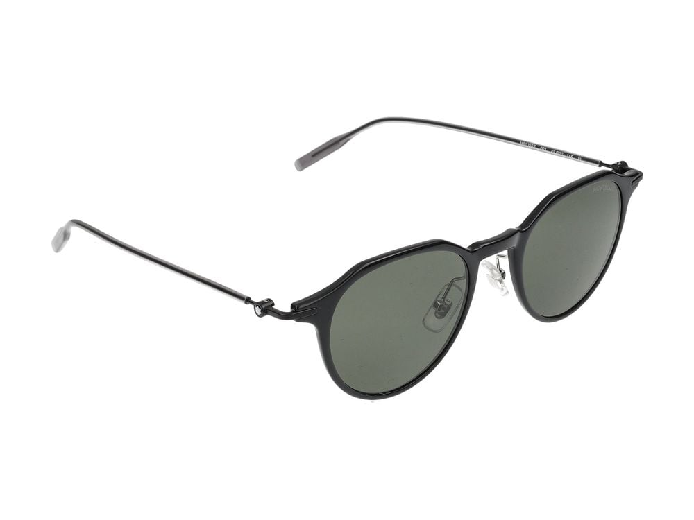 Montblanc Black Slim Round Sunglasses Grijs