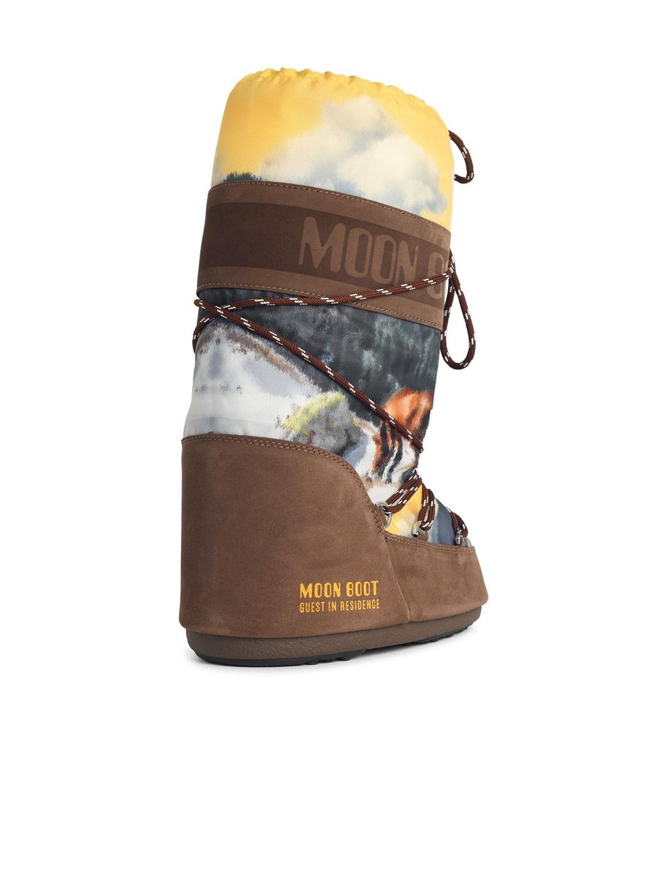 Moon Boot 'Icon Postcard' Brown Nylon And Suede Boots Bruin