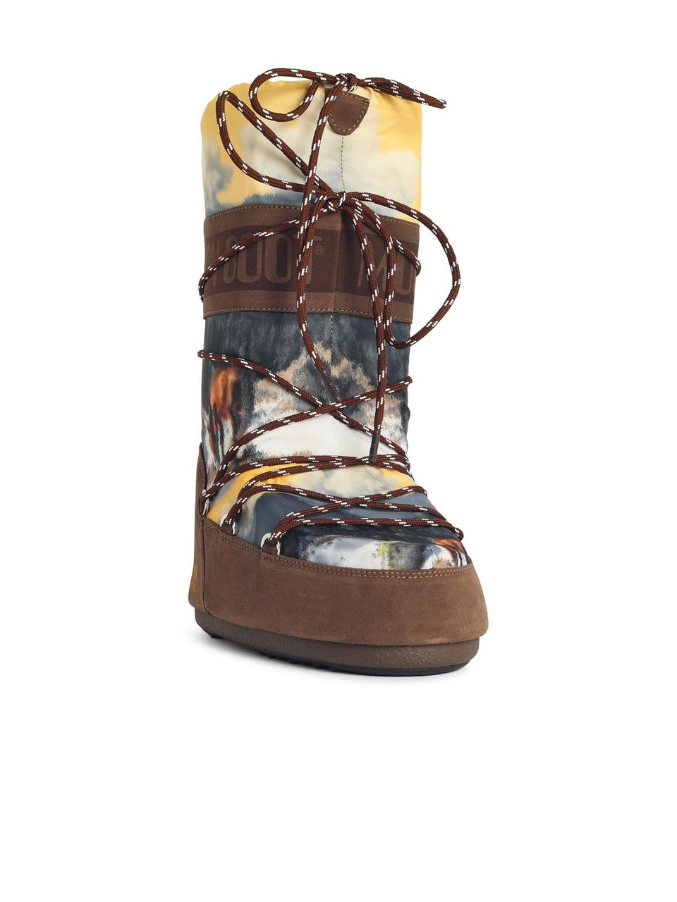Moon Boot 'Icon Postcard' Brown Nylon And Suede Boots Bruin