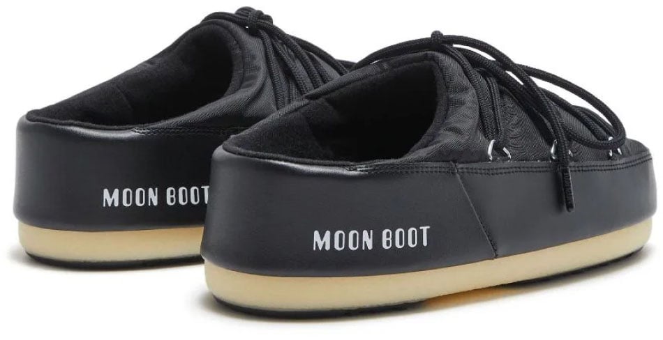 Moon Boot Logo Padded Nylon Mules Zwart