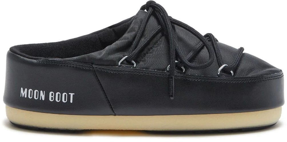 Moon Boot Logo Padded Nylon Mules Zwart