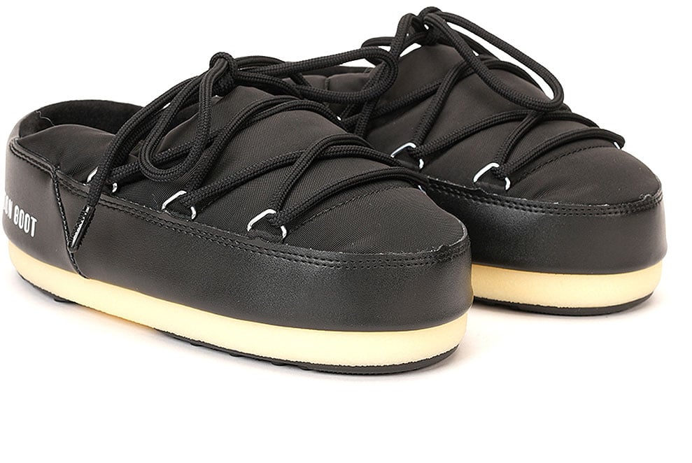Moon Boot Logo Padded Nylon Mules Zwart