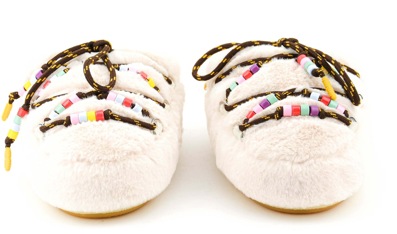 Moon Boot Moonboot Mule Faux Fur Beads Cream Beige