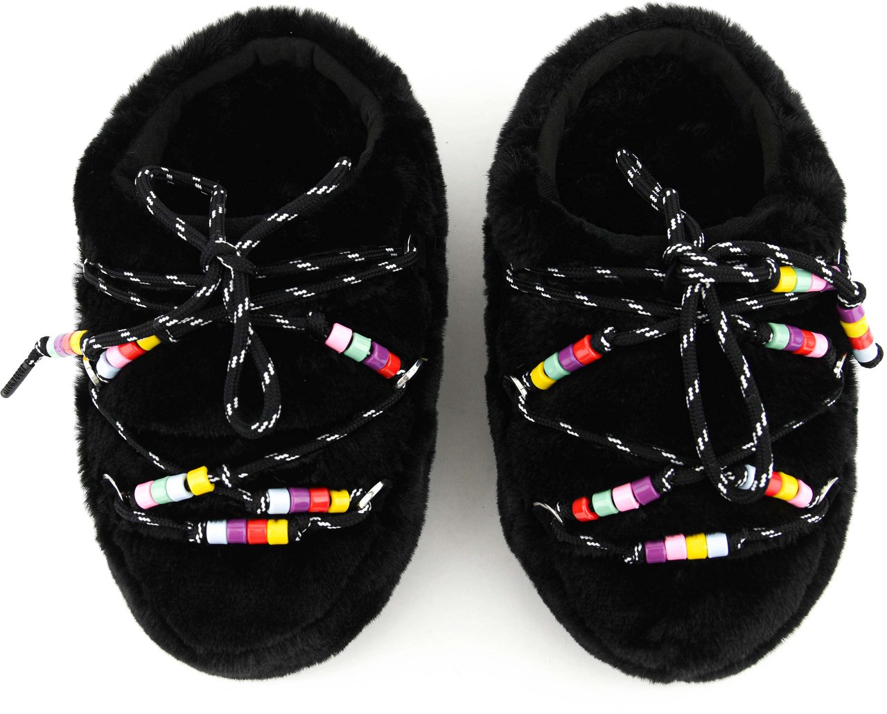Moon Boot Moonboot Mule Faux Fur Beads Black Zwart