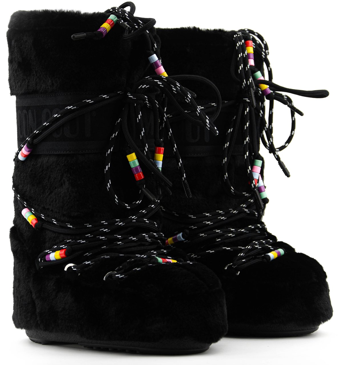 Moon Boot Moonboot Icon Faux Fur Beads Black Zwart