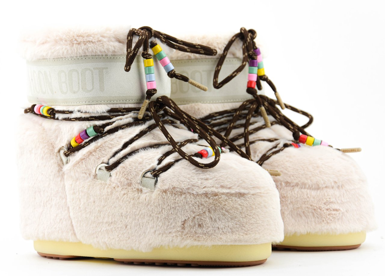 Moon Boot Moonboot Icon Low Faux Fur Beads Cream Beige