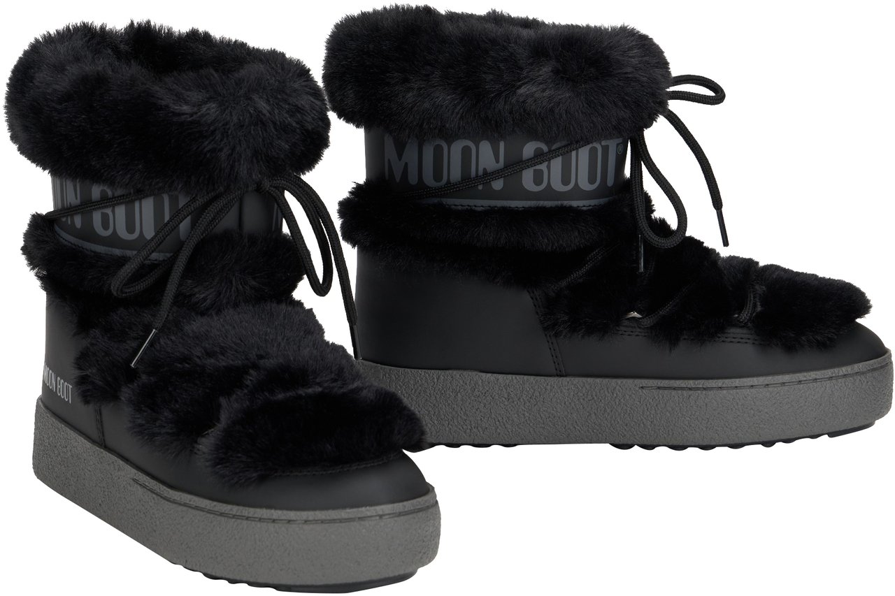 Moon Boot LTrack boot in eco-fur Zwart