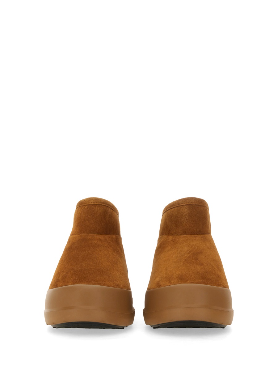 Moon Boot Suede Ankle Boots with Plush Fur Lining and Textured Sole Bruin