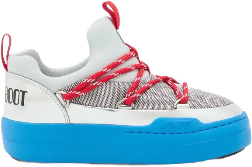 Moon Boot MB JR PARK LOW LACE SPACE RACE SILVER BLUE RED Divers