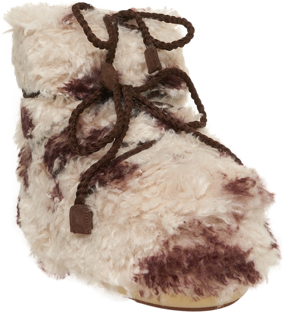 Moon Boot Faux fur boots 'ICON LOW CURLY' Beige