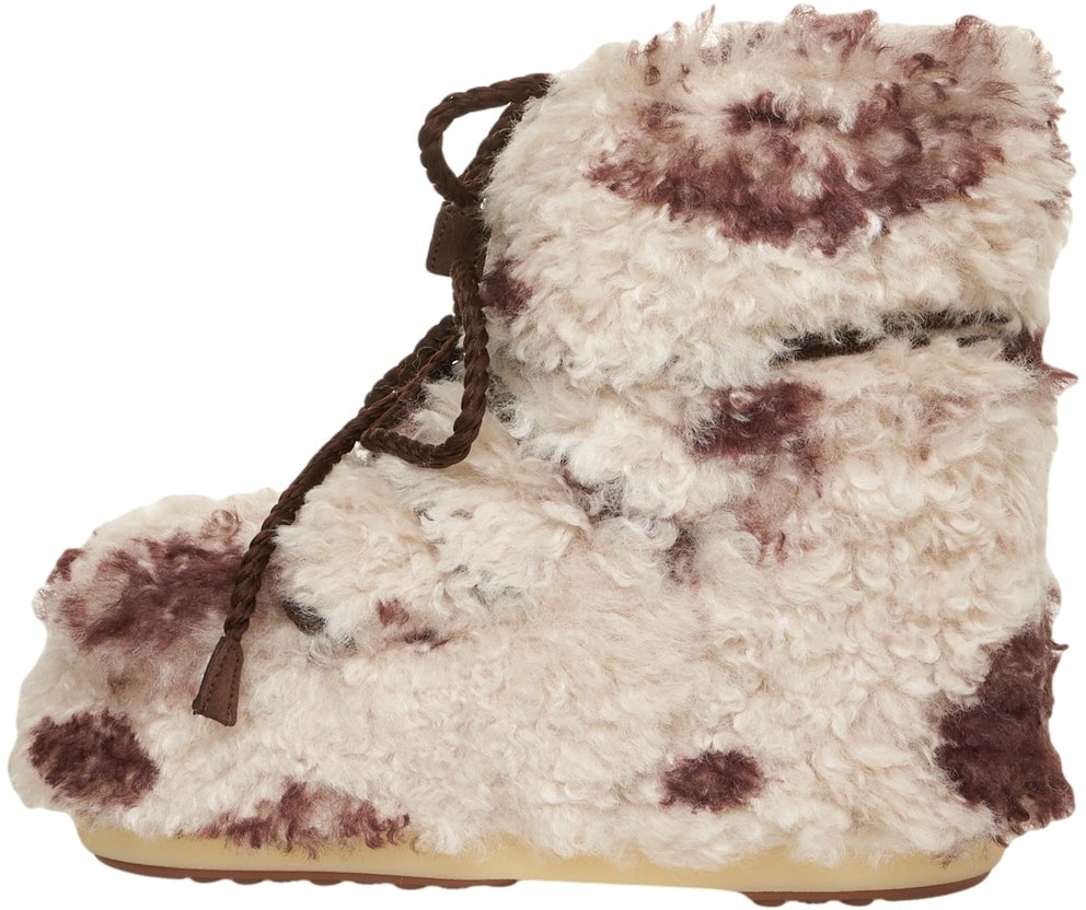 Moon Boot Faux fur boots 'ICON LOW CURLY' Beige