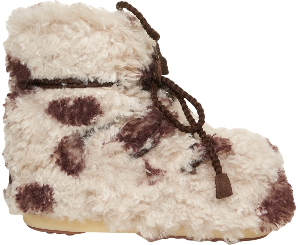Moon Boot Faux fur boots 'ICON LOW CURLY' Beige