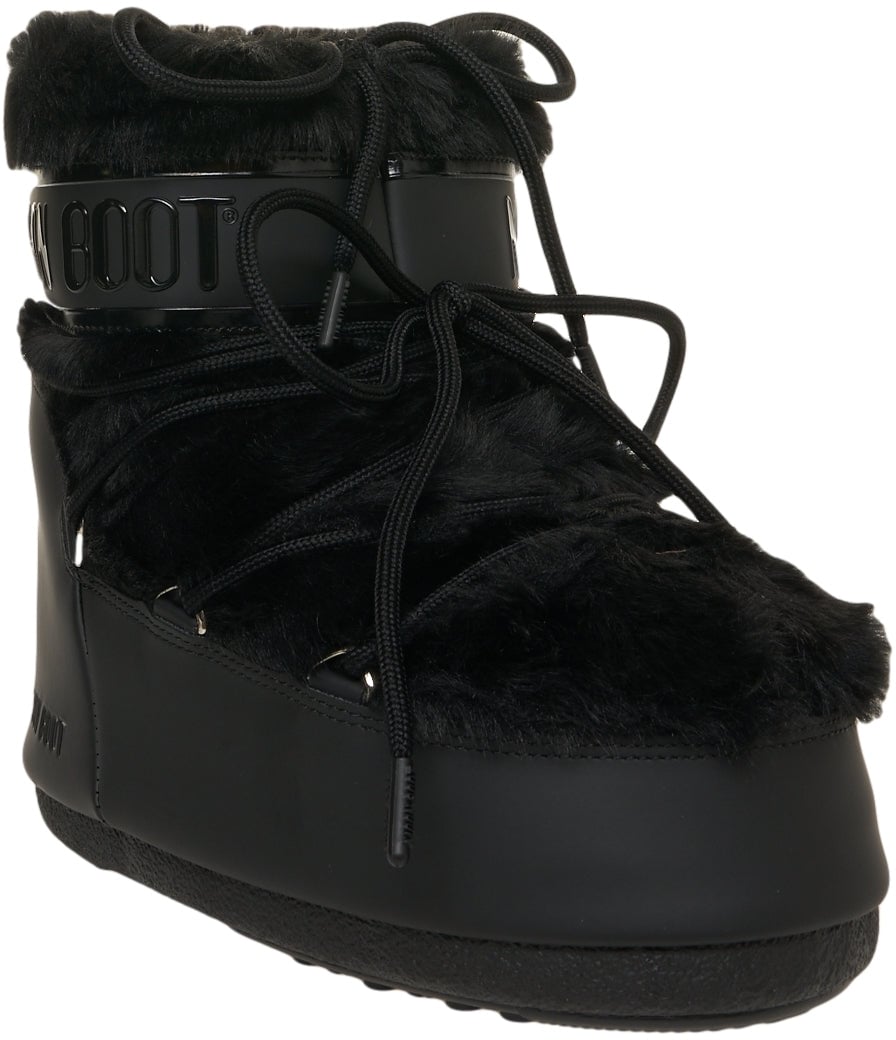 Moon Boot Faux fur boots 'ICON LOW FAUX' Zwart