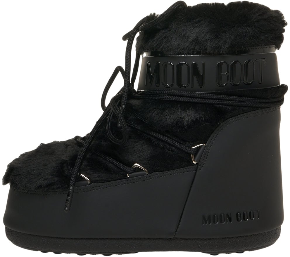 Moon Boot Faux fur boots 'ICON LOW FAUX' Zwart