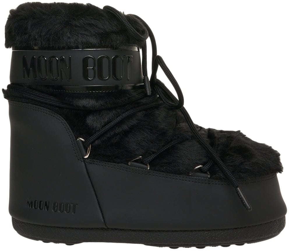 Moon Boot Faux fur boots 'ICON LOW FAUX' Zwart