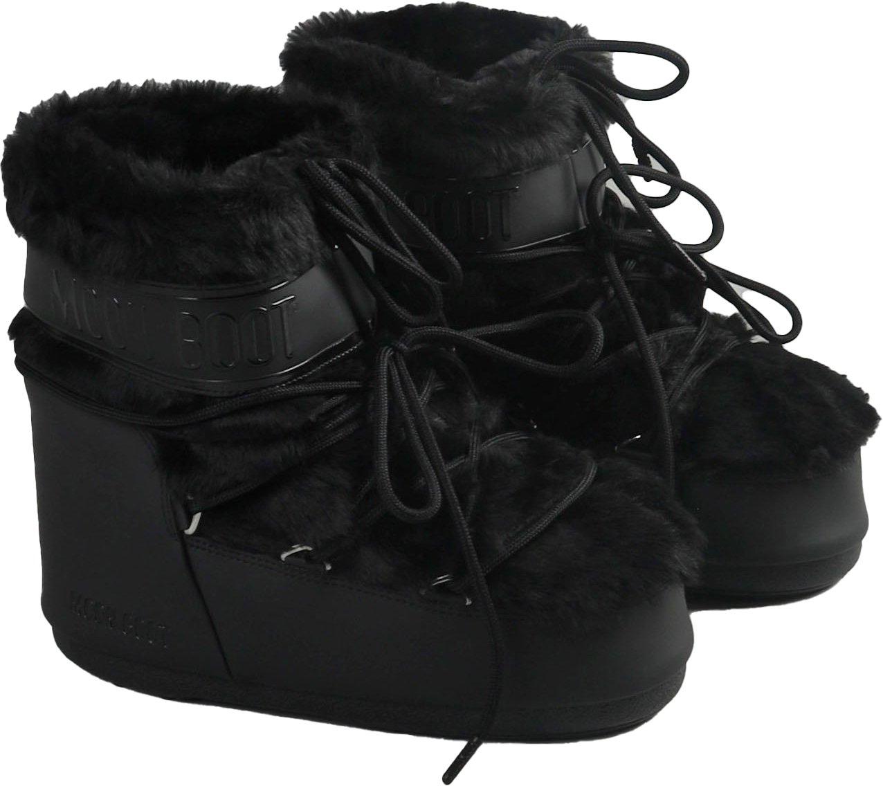 Moon Boot ICON LOW FAUX FUR BLACK Zwart