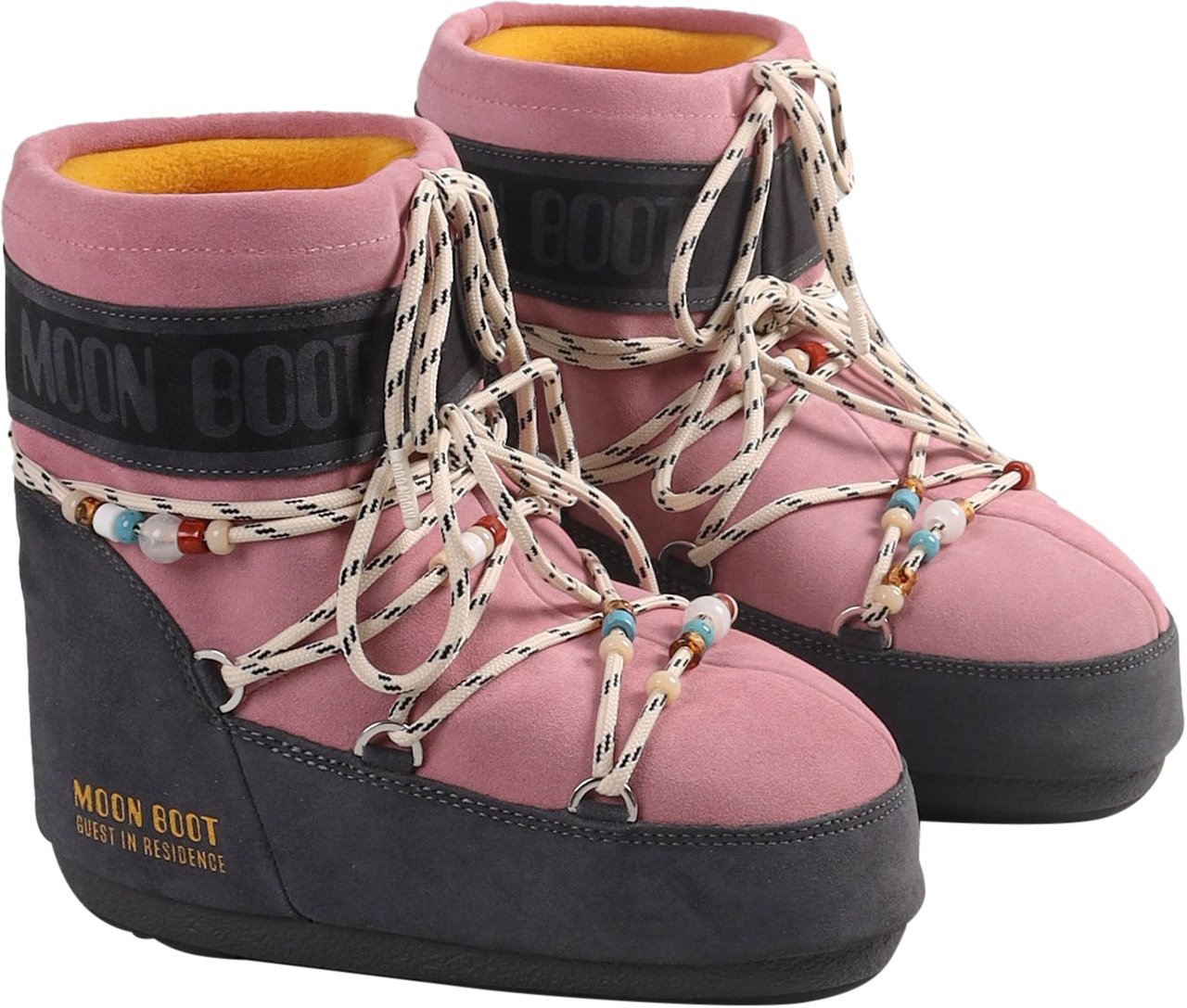 Moon Boot X GUEST IN RESIDENCE ICON LOW SUEDE BEADS Roze