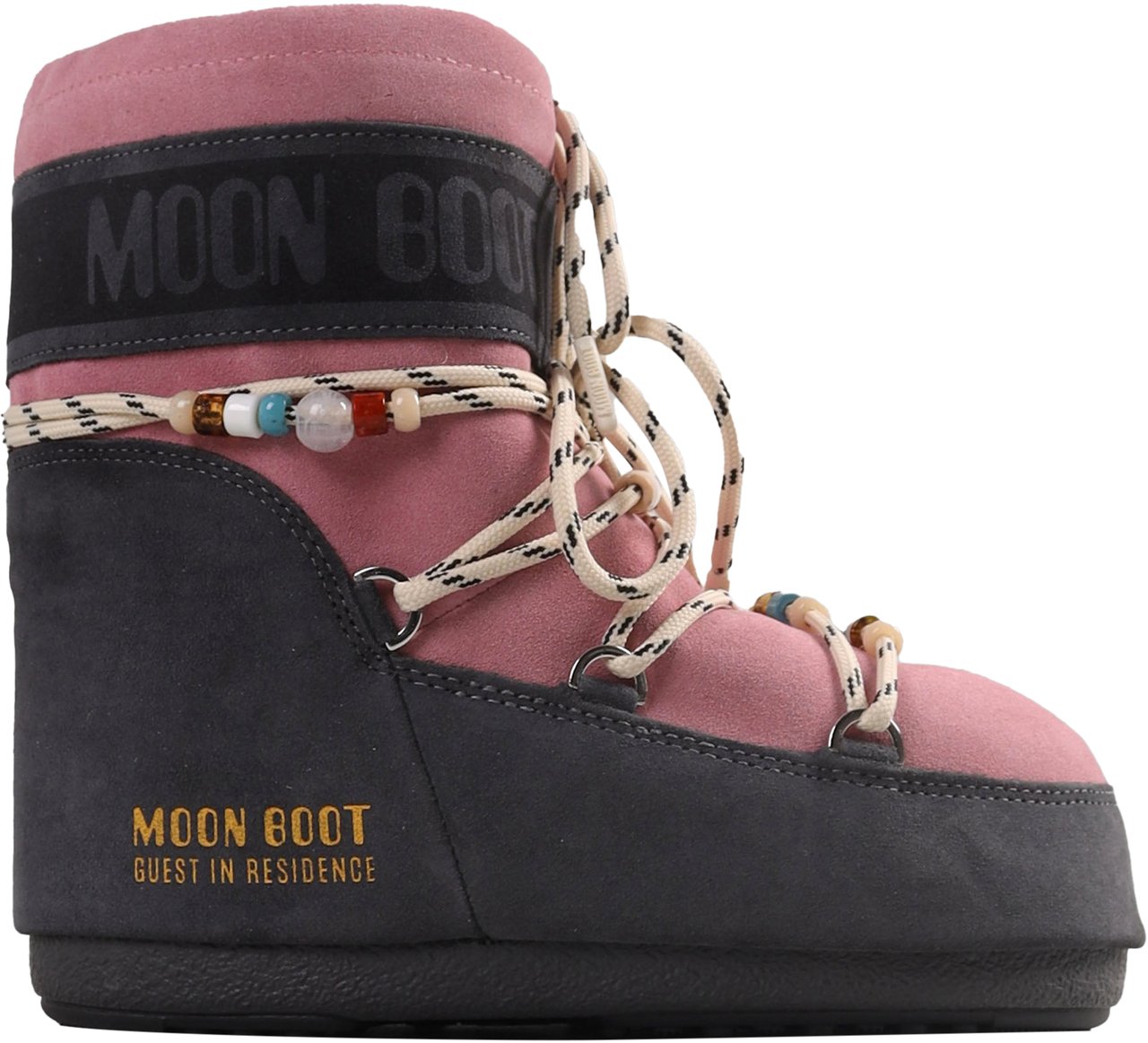 Moon Boot X GUEST IN RESIDENCE ICON LOW SUEDE BEADS Roze
