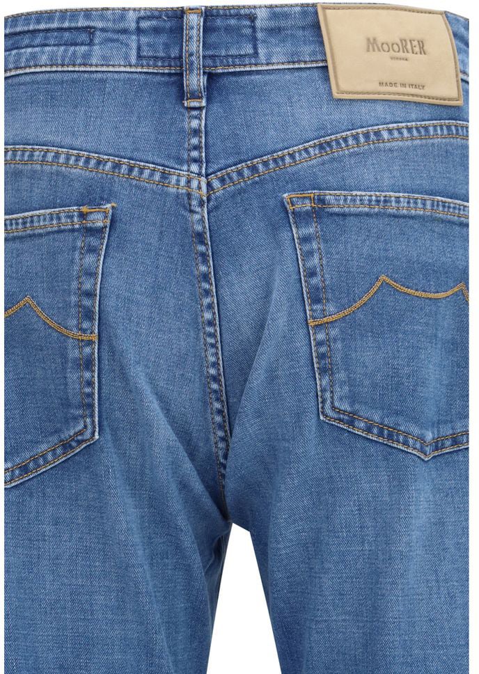 MooRER Blue Cotton Straight-Leg Jeans Blauw