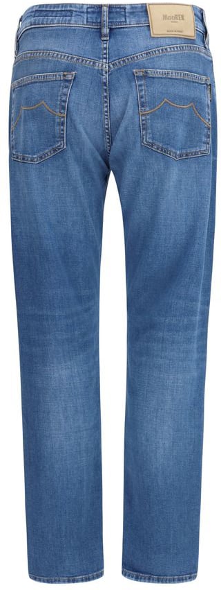 MooRER Blue Cotton Straight-Leg Jeans Blauw