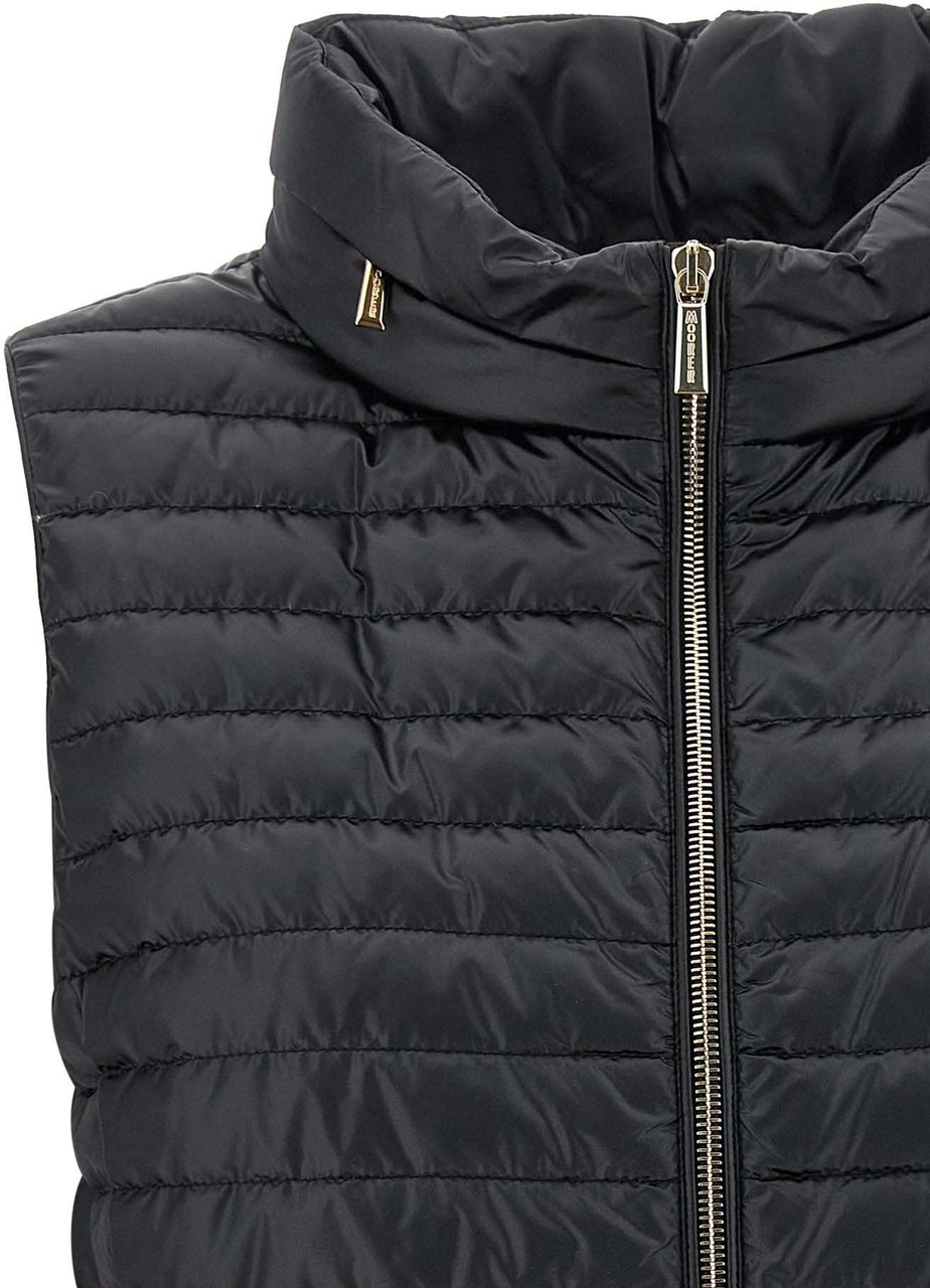 MooRER Black Polyester Sleeveless Jacket Zwart