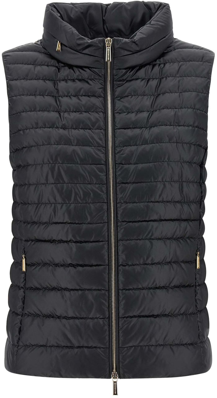 MooRER Black Polyester Sleeveless Jacket Zwart