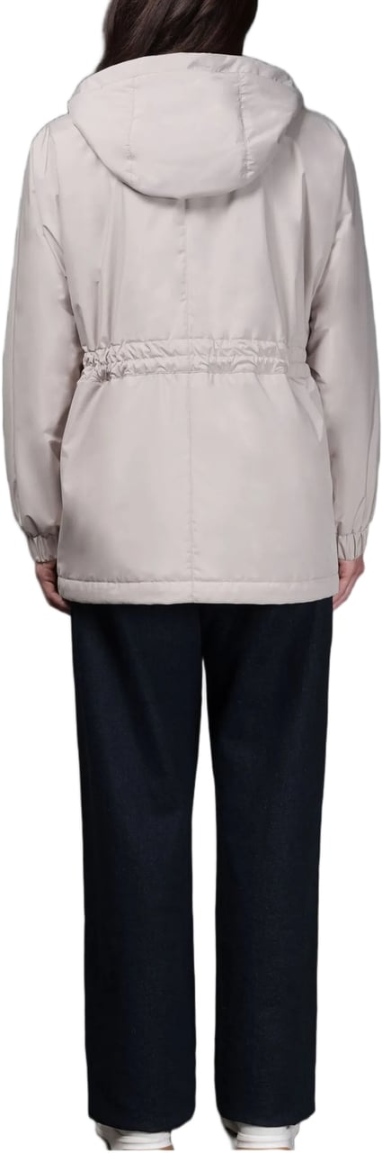 Moorer Neutral Hooded Lightweight Jacket With Adjustable Drawstrings Wit