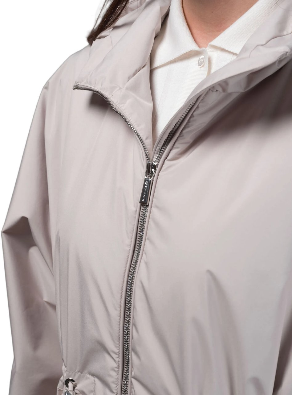 Moorer Neutral Hooded Lightweight Jacket With Adjustable Drawstrings Wit
