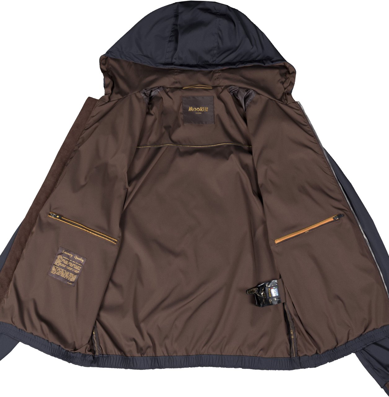 Moorer Black Smooth Casual Jacket With Functional Hood Grijs
